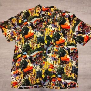 Bayou Wear New Orleans Jazz Fest Hawaiian Shirt AOP RARE Crowds Stage Medium